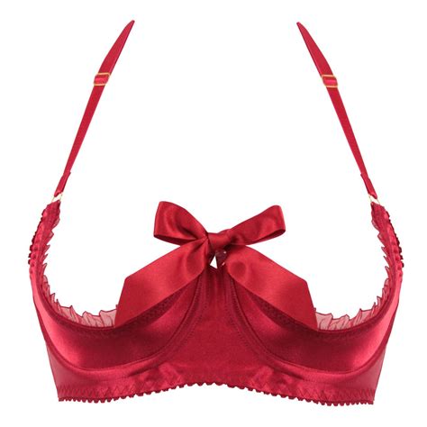 Quarter Cup Bra · Lace trim · Mesh detail at band · Hook-and-eye at back · Adjustable, double-strap silhouette · Lined, lightly padded cups . . Quarter cup bras